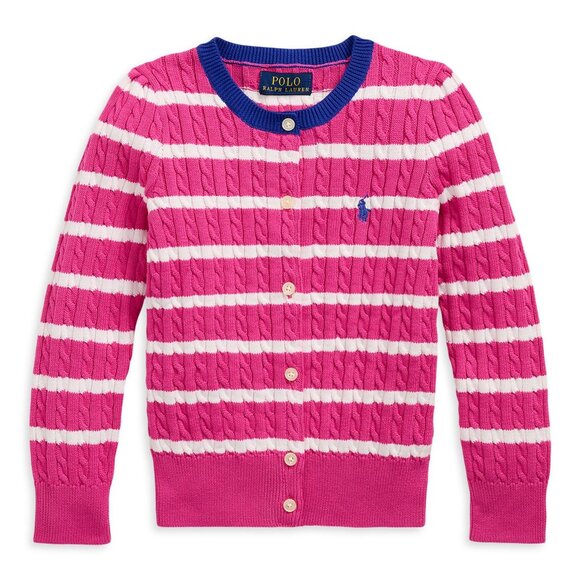 Polo Ralph Lauren Little Girl's Striped Cable-Knit Cardigan 100% Cotton NWT 3T - Picture 1 of 4